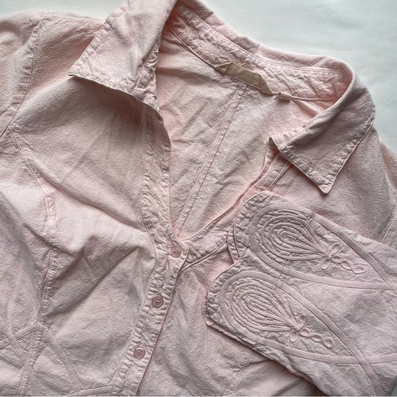 Soft Surroundings Women’s Work of Art Shirt Pink Scalloped Hem 3/4 Sleeve Small - Picture 1 of 8